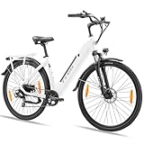 E-Bike Cityrad,36V20Ah abnehmbarem Akku,250W Motor & 55Nm 28-Zoll-Räder, 70 km Reichweite,Elektro-Stadtfahrrad mit LCD Display, 5 Stufen, Shimano 7-Gang-Schaltung und Hydraulikbremsscheiben