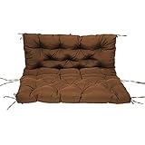 Wasserdichte Outdoor-Bankkissen mit Rückenlehne, weiche Terrassenmöbel-Pads für 2- und 3-Sitzer-Schaukelsitz, Holzbankmatte für Sonnenliege, Ersatzkissen, Braun, 150 x 100 x 10 cm