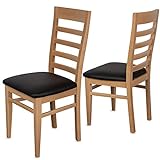 STABOOS CH62 Esszimmerstuhle 2er Set Holz Stuhl bis 150 kg - Fertig montiert - Küchenstuhl gepolstert - massiv Holz Buche (Natur - Schwarz)
