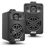 Pyle Bluetooth Lautsprecher Boxen – 200W 3.5' Outdoor 2-Wege Set, wetterfest, schwarz 1/2' Tweeter, Schnellanschluss, kompakte Außenlautsprecher für Garten, Boot & Außenbereich