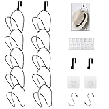 LINFIDITE 10 Stück Cap Halter Tür Hut Racks, Baseball Cap Halterung Schrank hängende Einstellbare Huthalter,für Schals Handtaschen Handtücher Kleidung Krawatten mit Haken zum Aufhängen, schwarz