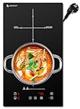 AMZCHEF Induktionskochfeld 2 Platten, 2-in-1 Induktionskochplatte Einbau- oder Arbeitsplatte mit 10 Leistungsstufen, 93% Wärmewirkungsgrad, Sensor-Touch-Steuerung und Sicherheitssperre, Timer, 3300W