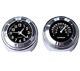 Maso Motorrad-Lenkeruhr und Thermometer, universal, wasserdicht, für Motorrad-Lenker, Schwarz, 2 Stück