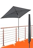 4smile Sonnenschirm Balkon SunnyShade Plus 200x125 cm mit Schirmhülle, Anthrazit - UV50+ Sonnenschirm rechteckig knickbar höhenverstellbar, Sommer Schirm für Sonnenschutz Balkon, Terrasse & Garten