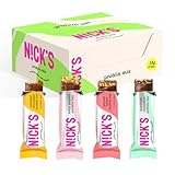 NICKS Protein Riegel Mix Box ohne zusatz von Zucker – 15g Eiweiß 30% – Kalorienarm – 4 Sorten Keto Proteinriegel mit Ballaststoffen & 5g Kollagen – Glutenfrei, Gesunde Low Carb Snack ohne Palmöl 9x50g