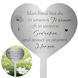 agctrler Herz Grabschmuck Wetterfest, Grabstecker Edelstahl, Grabdekoration mit Spruch du Manchmal Bist du in Unseren Träumen, Oft in Unseren Gedanken und Immer in Unseren Herzen -für Gärten Höfe (A)