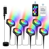 NATPOW Teichbeleuchtung Unterwasser mit Bluetooth APP, Unterwasserbeleuchtung RGB Teichlicht mit Fernbedienung, IP68 wasserdicht, DIY Farbwechsel Gartenbeleuchtung für Garten, Patio, Baum(6 in 1)