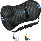 AgoKud Lendenkissen, Memory Foam Lendenwirbelstützkissen für Bürostuhl und Autositz, Rückenkissen mit Verstellbarem Gurt, Ergonomisches Design für Lendenwirbelbett, Linderung von Rückenschmerzen