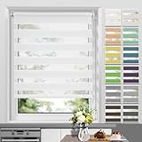 Allesin Doppelrollo Klemmfix ohne Bohren & mit Bohren, Duo Rollos für Fenster und Tür, 65x150cm (BxH), Weiß