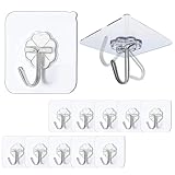 EOSWRU Haken Selbstklebend, 10 Stück Klebehaken Transparent Ohne Bohren (max 10 kg) Nahtloser Wasserdicht und Ölfest Mehrzweck Klebe Haken, Wandhaken Selbstklebend für Küche Bad