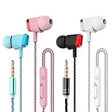 CBGGQ 4 Pack Ear Kopfhörer, Stereo Bass In Ear Ohrhörer mit Mikrofon & Fernsteuerung Noise Cancelling Bass-Sound 3,5mm Kopfhörer für iOS, Android Smartphones, MP3 /MP4 Players.