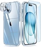 FNTCASE für iPhone 15 Clear Hülle: Schutzhülle für iPhone 15 mit mit Kameraschutz Fallschutz Anti Vergilbung Kratzfest Militärschutz PC Back Bumper Handyhülle iPhone 15 Cover 6.1 Zoll Klar