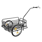 LEADZM Klappbar Fahrradanhänger, Lastenanhänger mit Universeller Kupplung, Transportanhänger mit 16-Zoll-Luftreifen, Sicheren Reflektoren, 60 kg, 155 x 67 x 78cm