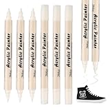 Maxmoc Textilstifte Waschmaschinenfest,6 Stück Acrylstifte Weiß,1-5mm Dual Tip Textilmarker,Wasserfeste Stoffmalstifte Textilfarbe Weiß für T-Shirt Stoffbeutel Basteln (Weiß)