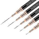 Sularpek 5 Stück Nagel Pinsel, Fineliner Pinsel Nägel, Nailart Pinsel Dünn, Malerei Kunst Design Pinselset für lange Linien, dünne Details, Feines Zeichnen(Schwarz)