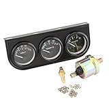 FTVOGUE Triple Gauge 52 Mm Elektronisches Messgerät, Öldruckmesser Wassertemperaturanzeige Voltmeter-Kit Kompatibel mit Auto-LKW