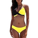 Damen Triangel Bikini Set, Bikini Brazilian Style Sexy Bikini Bademode Damen, Formend Badebekleidung Strandmode Damen Sommer 2025 Neues Modell Hohles Design V Ausschnitt Swimsuits
