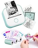 Mini Drucker - Tiny Printer T02 Mini Drucker für Smartphone Mini Thermodrucker Bluetooth Fotodrucker Aufkleber Drucker Etikettendrucker Sofortdruck für Studiennotizen, Anatomische Diagramme,Fotos