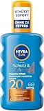 NIVEA Sun Schutz & Bräune Sonnenspray LSF 20, Sonnencreme mit Pro-Melanin-Extrakt für eine ebenmäßige Bräune, sofortiger Sonnenschutz mit UVA/UVB-Filtersystem (200 ml)