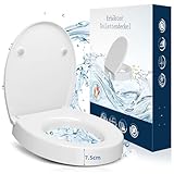 Toilettensitzerhöher, WC Sitzerhöhung 7.5 cm aus Duroplast - Erhöhter Toilettensitz für bequemes Sitzen inkl. Absenkautomatik - Belastbar bis 250 kg, Weiß (Befestigung von Unten)