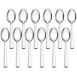 Herogo Esslöffel, 12 Stück Edelstahl Suppenlöffel, 20cm Suppenlöffel Löffel Set Tafellöffel für Haus, Restaurant, Hotel, Vierkant-Griff Tafellöffel, Spiegelfinish & Spülmaschinenfest, Metall Silber