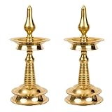 Spillbox Kerala Villakku Kerala Kuthu Villaku Diya für Puja | Pooja Aarti Arti Deepak Deepam Öllampe für Zuhause, Tempel, Puja-Artikel, Dekoration, Geschenke, Kerala Villakku (17,8 cm, 2)