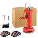 ONEVAN 30mm Akku Astschere, Elektrische Gartenschere Baumschere mit 2 1500mAh Akkus, Akku Schere Garten Astschneider Akkuschere zum Beschneiden von Bäumen und Obstbäumen