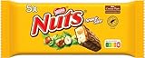 Nestlé NUTS, Haselnuss Schokoriegel mit Karamellfüllung, ganze Haselnüsse und leckere Candy Creme, ummantelt mit Milchschokolade, 1er Pack (5x30g)