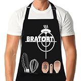XCSJKJ Grillschrze Männer mit Bratort Spruch, Kochschürze Küchen-Schürze, Grillen Barbecue BBQ Küchenschürze Arbeitsschrze, Witziges Geschenk für Männer zum Vatertag Weihnachten oder Geburtstag
