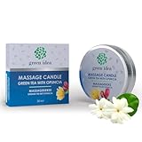 Green idea - Massagekerze mit Sheabutter, Bienenwachs und echten ätherischen Ölen - 4 Düfte - Romantische Massagekerze NATUR - 30 ml (Grüner Tee mit Opuncia)
