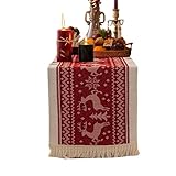 Obotsnoi Handgewebte Tischdecke aus Leinen-Mischgewebe, mit Quasten, natürlich strukturiert, für Esszimmeroberflächen, Party-Tischdecke