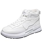 Herren Winterstiefel Schneestiefel Warme Gefütterte Wasserdichte Sohle Atmungsaktiv Bequem Freizeit Outdoor Trekking Wandern (White, 39)