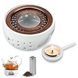 FSWWSF Stövchen Keramik mit Teelichthalter, Herdmatte und Teesieb Teewärmer Teekannenwärmer für die Wärmekonservierung von Teekannen oder Tassen Geeignet (Sternform)