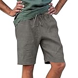Herren-Shorts aus Baumwolle und Leinen, Sport-Shorts, Herren, Radsport, kurze Hose, Herren, Fitness-Shorts und Bermudashorts für Herren, Laufen, Badeshorts, Laufshorts, Strand, dunkelgrau, S