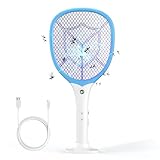 CYOUH Elektrische Fliegenklatsche extra stark mit 2700V, 2-in-1 Type-C Aufladung, wiederaufladbar mit integriertem Akku, Elektro-Mückenklatsche mit UV-Lichtfalle für Moskitos