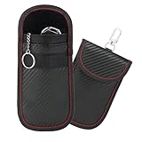 Flearitzo Keyless Go Schutz Autoschlüssel 2 Stück – RFID Blocker Schlüsseltasche Schlüsseletui aus Taschen Kohlefaser Leder – Schlüsselmäppchen für Funkschlüssel Abschirmung