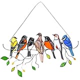 PEPOYO AI Deko Vogel Wandschmuck Metall für Fensterdeko Hängend Frühling Wohnzimmer Schlafzimmer Garten Balkon Wanddeko(7 Vögel)