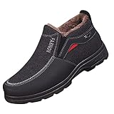 IQYU Winterschneestiefel FüR MäNner,Winter Verdickte Wanderschuhe,Herren Wasserdicht Slip On Sneaker,LäSsige Outdoor-Sneaker Zum Wandern,StoßDäMpfung Und RüCkprall Fitnessschuhe,Turnschuhe