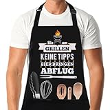 XCSJKJ Grillschürze für Männer Persönlich Grillen Geschenk BBQ Schürze Küchenschürze, Männer Geschenkideen Grillschürze Lustig Schürzen Bin am Grillen Schwarz Schürzen