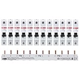 ABB Set 12x Leitungsschutzschalter S201-B16 + 1x PS3/12 Phasenschiene 3-polig