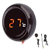 Digital Thermometer Anzeige Lenker Wasserdicht Nachtsicht Temperaturanzeige LED-Anzeige für 12V Motorrad, Rennen, Roller usw.(rot)