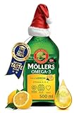 Möller's Omega 3 Lebertran Öl | Nordic Omega 3 Nahrungsergänzung mit EPA, DHA, Vitamin A, D, E | Superior Taste Award | Hochreiner natürlicher | 165 Jahre alte Marke | Zitrone | 500 ML