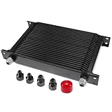 Partuto 1 Satz 25-reihiger universeller Getriebeölkühler - Anhänger LKW Wohnmobil Getriebeölkühler Motor Kühler mit 6AN 8AN Adapter Aluminiumlegierung Schwarz