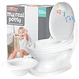 Nuby - My Real Potty - Baby-Töpfchen für Töpfchentraining – Töpfchen für Kinder mit Spülgeräusch & Batterien Inklusive – Kindertoilette ab 18 Monaten – Realistisches Baby WC Zum Üben – Weiss