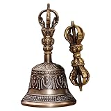 Tibetisch-buddhistische Meditationsglocke – tibetisch-buddhistische Bronze-Handglocke mit Vajra-Polsterung | Buddhisť Altar-Dharma-Objekt für Meditationstempel & Hochzeitszeremonien Küche & Zuhause