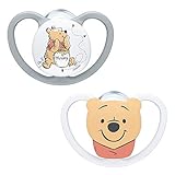 NUK Space Schnuller | 0–6 Monate | Schnuller mit extra Belüftung | BPA-freies Silikon | Disney Winnie Puuh | 2 Stück