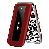 artfone F20 Seniorenhandy Klapphandy Ohne Vertrag, 2G GSM Handy für Senioren, Dual SIM Großtasten Mobiltelefon, 2,4 Zoll Farbdisplay, SOS Notruftaste, FM Radio, 1300mAh Akku - Rot