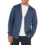 Amazon Essentials Herren Strickjacke aus Baumwolle, Blau Heide, XL