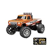 Mini Rc Monster Truck, 1/64 Scale Mini Monster Trucks, 2.4g Remote Control Car, USB Rechargeable Mini Monster Trucks with Trailer, 3 Speed Adjustable Truck with Led Body Light