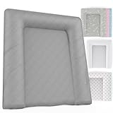 Baby'ness Wasserfest Wickelauflage - 50x70 cm - Hochwertig, Abwischbar, Leicht zu Reinigende - Erweitern Sie Ihren Wickelbereich mit Wickelunterlagen - Gesteppt Grau
